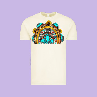 Western Gemstones Sunflowers Rainbow Vintage Tee Designed By Oliviacreatesart