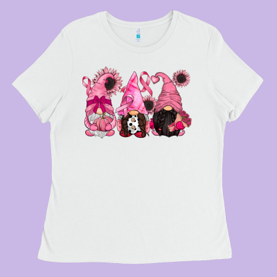 Breast Cancer Gnomes Ladies Tee Designed By Cowgirlartshop