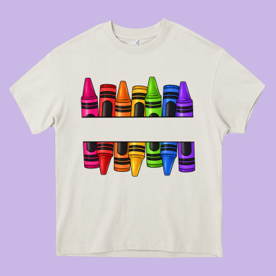 Custom Name Crayons Heavy Core Tee Designed By Texasbilliewilder
