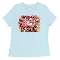 Baby Blue faith over fear breast cancer 12 inches 300 dpi Ladies Tee - CowGirlArtShop