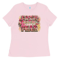 Bubblegum Pink faith over fear breast cancer 12 inches 300 dpi Ladies Tee - CowGirlArtShop