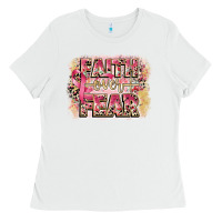 White faith over fear breast cancer 12 inches 300 dpi Ladies Tee - CowGirlArtShop