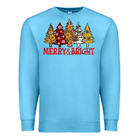 Ocean Blue merry and bright leopard christmas trees Premium Sweatshirt - AdoDesignShop
