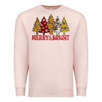 Pale Pink merry and bright leopard christmas trees Premium Sweatshirt - AdoDesignShop
