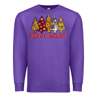 Purple merry and bright leopard christmas trees Premium Sweatshirt - AdoDesignShop