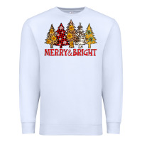White merry and bright leopard christmas trees Premium Sweatshirt - AdoDesignShop