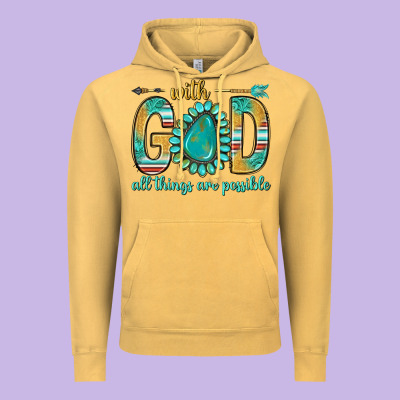 With God All Things Are Possible With Turquoise Gemstone Bbs Vintage Hoodie Designed By Bundleandbundleshop