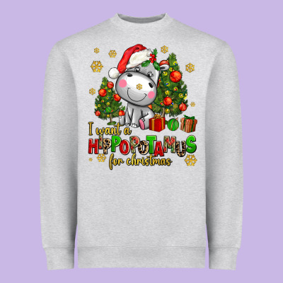 I Want A Hippopotamus For Christmas Heavyweight Sweatshirt Designed By Adodesignshop