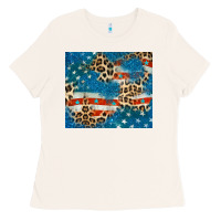 Bone leopard glitter american flag Ladies Tee - CowGirlArtShop