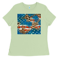 Leopard Glitter American Flag Ladies Tee | Teevron