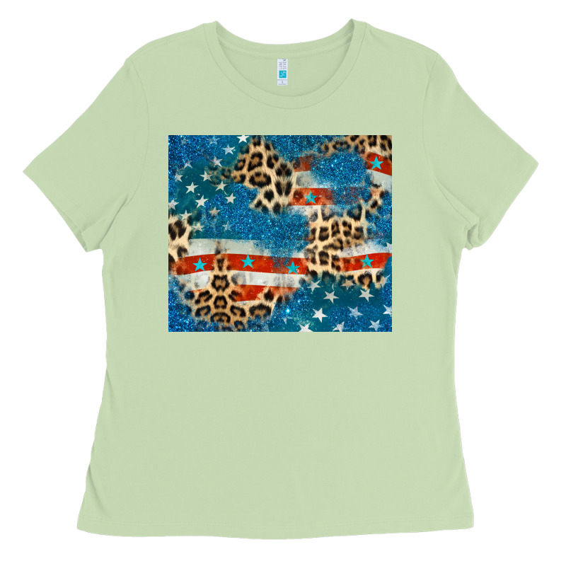 Leopard Glitter American Flag Ladies Tee by CowGirlArtShop | Teevron