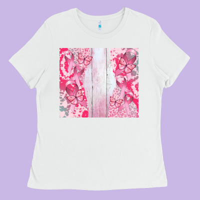 Custom Name  Breast Cancer Ladies Tee Designed By Cowgirlartshop