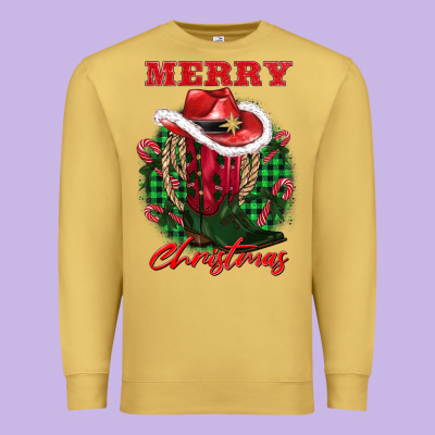 Merry Christmas Boots Hat Rope Premium Sweatshirt Designed By Adodesignshop