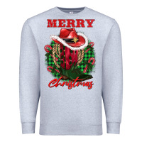 Heather Grey merry christmas boots hat rope Premium Sweatshirt - AdoDesignShop