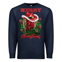 Navy merry christmas boots hat rope Premium Sweatshirt - AdoDesignShop