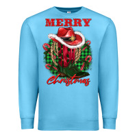 Ocean Blue merry christmas boots hat rope Premium Sweatshirt - AdoDesignShop