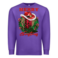 Purple merry christmas boots hat rope Premium Sweatshirt - AdoDesignShop