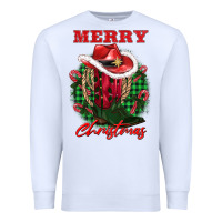 White merry christmas boots hat rope Premium Sweatshirt - AdoDesignShop