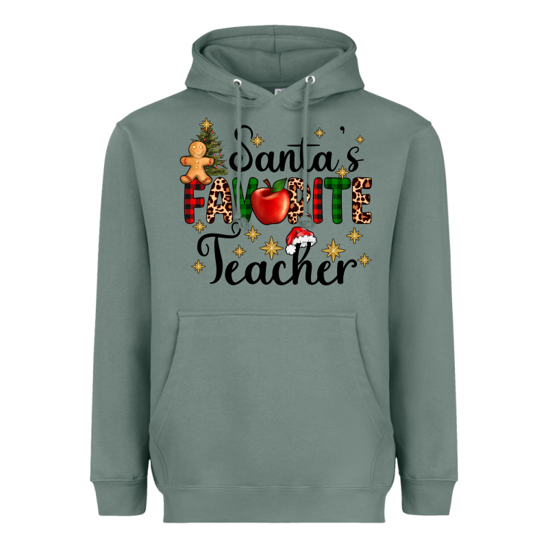 Santa's Favorite Teacher Heavyweight Hoodie by AdoDesignShop | Teevron