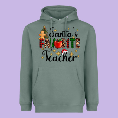 Santa's Favorite Teacher Heavyweight Hoodie Designed By Adodesignshop