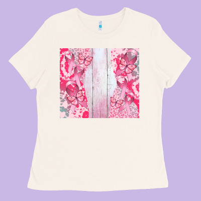 Custom Name  Breast Cancer Ladies Tee Designed By Cowgirlartshop