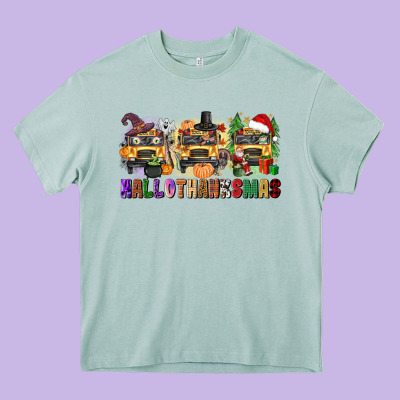 Hallothanksmas Heavy Core Tee Designed By Texasbilliewilder