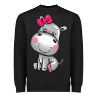 Black cute hippopotamus Heavyweight Sweatshirt - AdoDesignShop