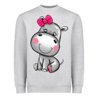 Heather Grey cute hippopotamus Heavyweight Sweatshirt - AdoDesignShop