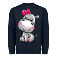 Navy cute hippopotamus Heavyweight Sweatshirt - AdoDesignShop