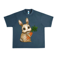 Midnight Navy Happy Easter With Bunny And Carrot Urban Heavy Tee - RanaPortraitStore