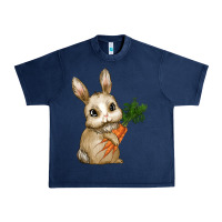 Navy Happy Easter With Bunny And Carrot Urban Heavy Tee - RanaPortraitStore