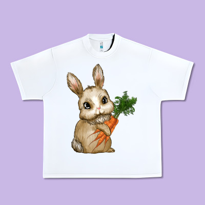 Happy Easter With Bunny And Carrot Urban Heavy Tee Designed By Ranaportraitstore
