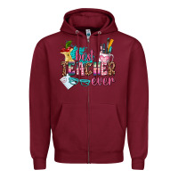 Burgundy best teacher ever Zipper Hoodie - AdoDesignShop