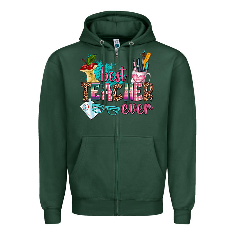 Best Teacher Ever Zipper Hoodie by AdoDesignShop | Teevron