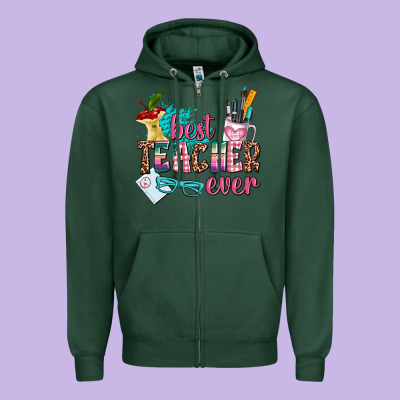 Best Teacher Ever Zipper Hoodie Designed By Adodesignshop