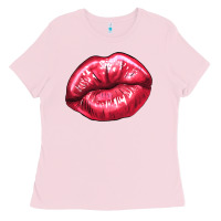 Bubblegum Pink Lip mark Valentine's Day Ladies Tee - HowdyJamesFarm