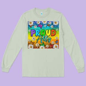 Lgbtq+ Proud Ally With Daisy Tumbler Long Sleeve Tee Designed By Bundleandbundleshop