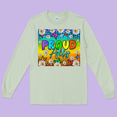 Lgbtq+ Proud Ally With Daisy Tumbler Long Sleeve Tee Designed By Bundleandbundleshop