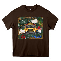 Chocolate Brown school bus back to school Heavy Core Tee - texasbilliewilder