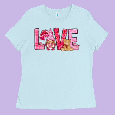 Love With Gnome Valentine's Day Ladies Tee Designed By Howdyjamesfarm