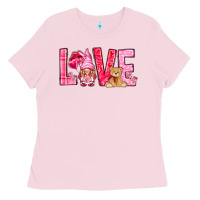 Bubblegum Pink Love with gnome Valentine's Day Ladies Tee - HowdyJamesFarm