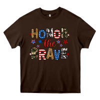 Chocolate Brown honor the brave Heavy Core Tee - RanaPortraitStore