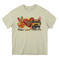 Mossy peace love school bus Heavy Core Tee - texasbilliewilder