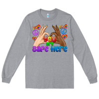 Heather Grey LGBTQ+ You Are Safe Here Long Sleeve Tee - BundleAndBundleShop