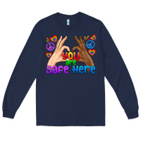 Navy LGBTQ+ You Are Safe Here Long Sleeve Tee - BundleAndBundleShop