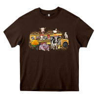 Chocolate Brown farm animals school bus Heavy Core Tee - texasbilliewilder