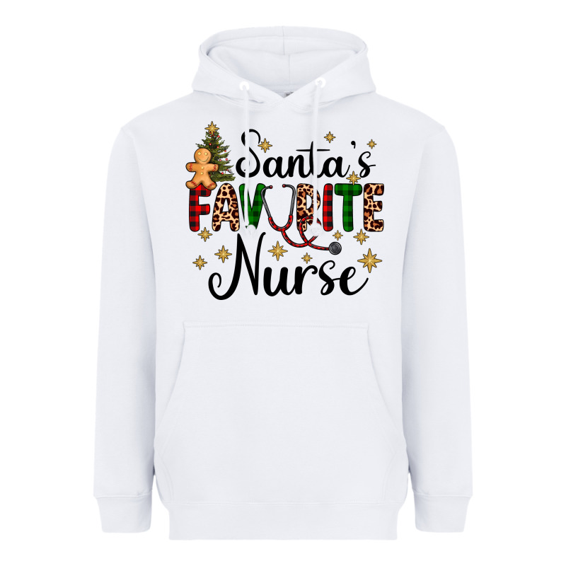 Santa's Favorite Nurse Heavyweight Hoodie by AdoDesignShop | Teevron