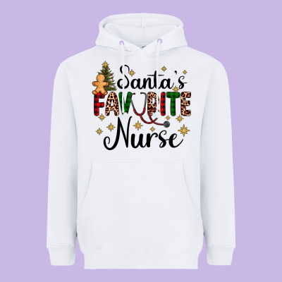 Santa's Favorite Nurse Heavyweight Hoodie Designed By Adodesignshop