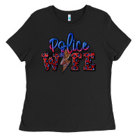 Black police wife with lightning bolt Ladies Tee - CowGirlArtShop