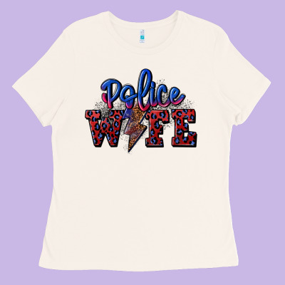 Police Wife With Lightning Bolt Ladies Tee Designed By Cowgirlartshop